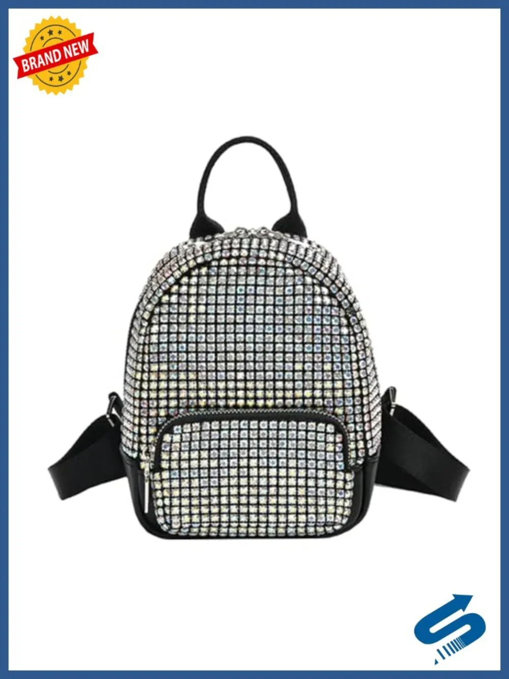 Rhinestone Backpack Bling Evening Bag for Women Sparkly Glitter Crossbody Purse